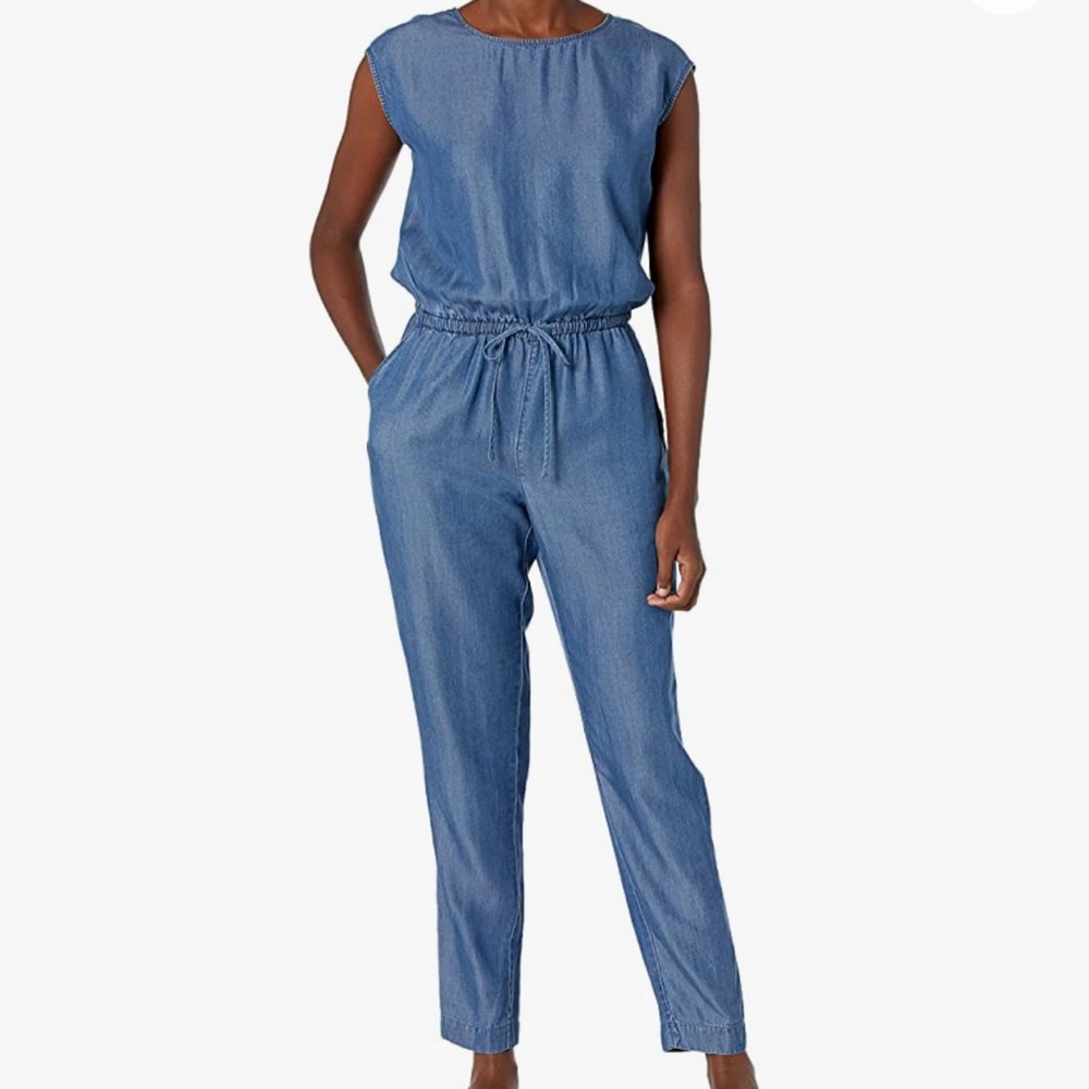 Daily Ritual (Amazon) Womens Tencel Chambray Short Sleeve Jumpsuit Size 12